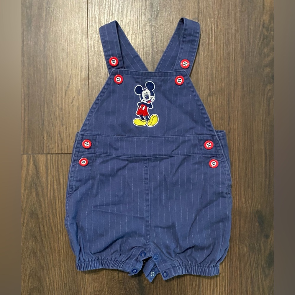 Unisex Disney Baby Mickey Mouse Blue Overall Shorts 6-9M